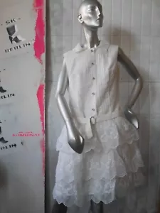 Kleid Flapper weiß Tüll Spitze Hochzeitskleid 60er TRUE VINTAGE 60s dress Nylon - Bild 1 von 12