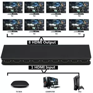 8 Port 1 in 8 Out 1x8 HDMI Splitter Audio Video 1080P Hub for PC HDTV 4K 3D DVD - Picture 1 of 12