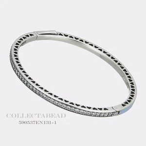 Auténtico Brazalete Pandora Plata Corazones Aire Azul Esmalte Circonita 6.3" 590537EN131-1 - Imagen 1 de 1