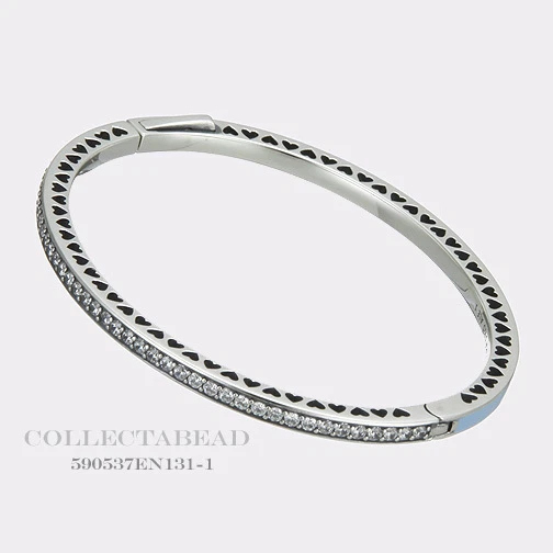 Auténtico Brazalete Pandora Plata Corazones Aire Azul Esmalte Circonita 6.3" 590537EN131-1 Foto 1 de 1