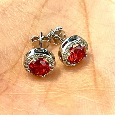 Ruby Earrings Sterling Silver 925 Stud Earrings for Women Created Free Shipping - Image 1 of 4