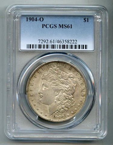 1904 O Morgan Silver Dollar PCGS MS 61 Cover