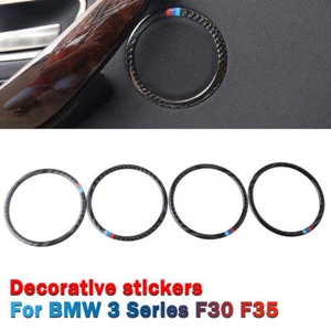 Carbon Fiber Door Speaker Sound Ring Trim Sticker Cover For BMW 3 Series F30 F34 - Picture 1 of 6