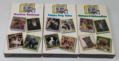 BBC Growing Up Wild Animals Monkey Business Dogs Cats Kids VHS Tape Lot Of 3 - Image 1 of 4