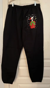Peanuts x Hybrid Men's Black Snoopy Holiday Sweatpants Large NWT - Picture 1 of 7