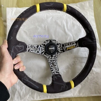 Volante de coche de cuero gamuza plato profundo MOMO ULTRA 14 pulgadas 340 mm Foto 1 de 4