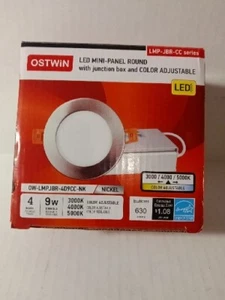 NEW OSTWIN 4" LED Recessed Lighting 3CCT 3000K 4000K 5000K Adjustable 9W Nickel  - Picture 1 of 12