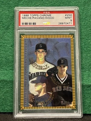 1998 Topps Chrome Prospects #256 Kerry Wood, Carl Pavano, Gil Meche PSA 10 gemas Foto 1 de 2