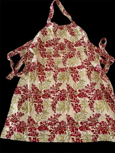 NEW Couleur Nature By Bruno Lamy French Country Bib Apron Dark Pink Floral - Picture 1 of 5