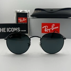 Ray-Ban RB3447 002/62 Round Metal Black 50mm Black Lens Sunglasses - Picture 1 of 8