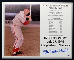 Stan Musial FULL NAME Signed Autograph Induction Day Card 8x10 JSA d.2013 - Picture 1 of 3