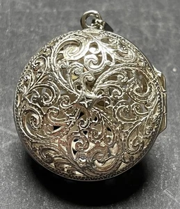 Big Sterling Silver Filigree Round Pendant Necklace Charm Diameter 3cm - Bild 1 von 6