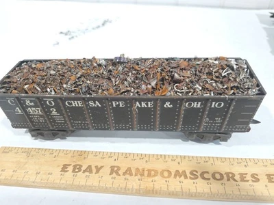 Marx 44572 O Gauge C&O Chesapeake Tin Gondola W/Custom Real Scrap Metal Load - Image 1 of 4
