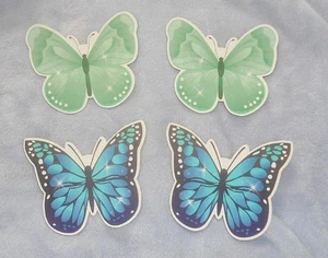 4 Green & Blue Large BUTTERFLY 4.25" x 3.75" Magnets on Card NEW - Picture 1 of 2