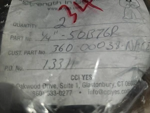 (2) Sharpe 1/4" Ball Valves 1/4"-50B76R – NACE Rated, 2000 WOG, CF8M Stainless – - Picture 1 of 2