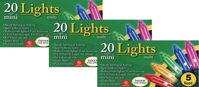 Multicolored Mini Christmas Lights 5 feet Strands 20 Count 3 Packs - Image 1 of 4