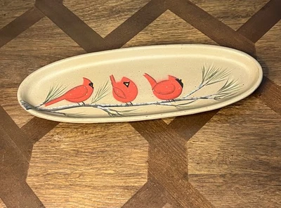 Bandeja Decorativa Donna Blanco Cardenal Hogar Pájaro Rojo Invierno Navidad Foto 1 de 4