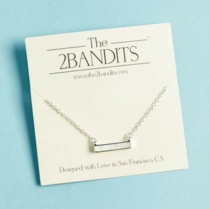 The 2 Bandits Athens Necklace Silver Iridescent Bar Pendant Womens - Picture 1 of 5