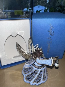 "Ángel de la gratitud por Vantel perlas ángel plata/azul adorno de 2,5""" - Imagen 1 de 3