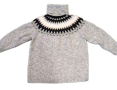 Suéter Pullover Para Mujer Aspen 1X Gris Fair Isle Cuello Alto Invierno Cálido Esquí Foto 1 de 4