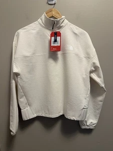 The North Face Damen Tekware Grid 1/4 Reißverschluss Pullover Jacke weiß Dune Small neu mit Etikett - Bild 1 von 11