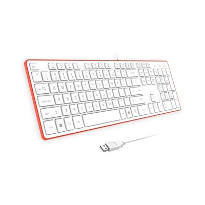 Wired USB Keyboard Comfortable Quiet Chocolate Keys Ultra-Slim Orange Color - Image 1 of 4