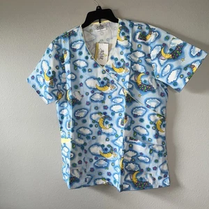 Adar Sleeping Moon on Clouds Scrub Top Size XL - Picture 1 of 1
