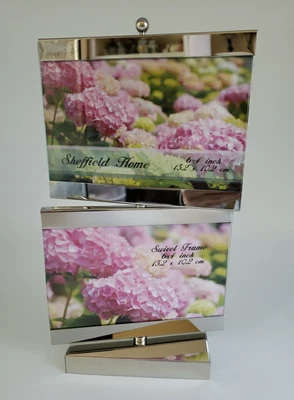 Marco de fotos giratorio Sheffield Home plateado y de vidrio 6"x4" - Tiene capacidad para 4 fotos Foto 1 de 4