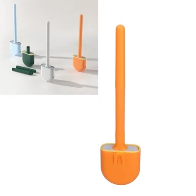 Juego de soporte de secado de cepillo de inodoro montado en la pared con herramienta de limpieza de mango desmontable Foto 1 de 4