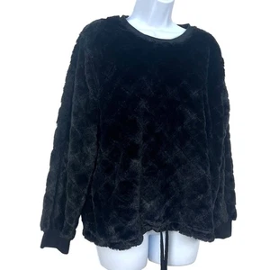 Steve Madden Women's Top Sweatshirt Quilted Cinched Waist Large Black - Picture 1 of 8