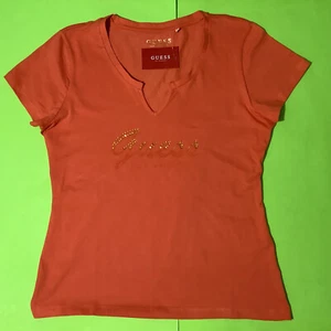 GUESS Los Angeles Women’s Short Sleeve T-Shirt Size X-LARGE Orange w/Gold - Picture 1 of 12