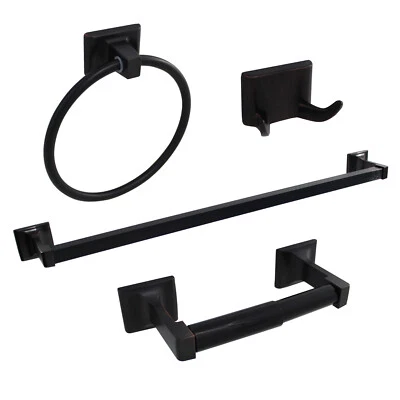Oil Rubbed Bronze 4 Piece Bathroom Hardware Bath Accessory Set - Image 1 of 4