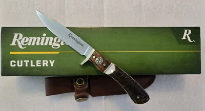 REMINGTON Hunting Stag/Zebrawood Knife W/ Genuine Leather sheath !! - Image 1 of 4