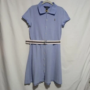 Polo Ralph Lauren Dress Shirtwaist Belted Casual Blue Kids Size L (12-14) - Picture 1 of 6