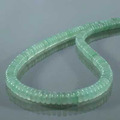 A Mano 18 " Verde Naturale Avventurina Perline Collana Con 925 Catenina Argento - Immagine 1 di 4