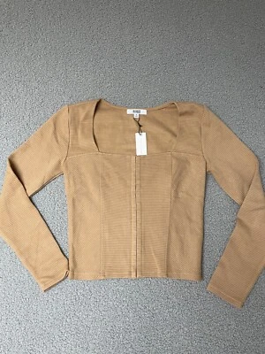 ANTHROPOLOGIE BB Dakota Steve Madden Womens ribbed Textured Crop Top Shirt SMALL - Image 1 of 4