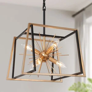 ZEVNI 6-Light Modern Chandelier Light Fixture, Mid-Century Modern Black and G... - Picture 1 of 1