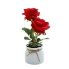 Artificial Rose Flowers Small Tree In Pot Fake Plants Home Table Garden Decor