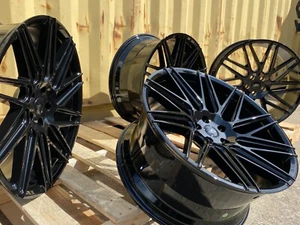 NEW 4x 22” RANGE ROVER SPORT STYLE ALLOY WHEELS VELAR 5x108 5x120 GLOSS BLACK - Picture 1 of 14