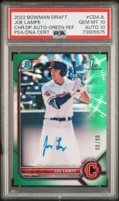 2022 Bowman Chrome 1st Auto #CDA-JL Joe Lampe Green Refractor /99 PSA 10 Auto 10 - Image 1 of 2