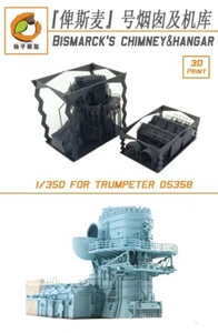 1/350 Bismarcks Trichter Schornstein & Hangar 3D Teile für Trumpeter 05358 YZ122 - Bild 1 von 7