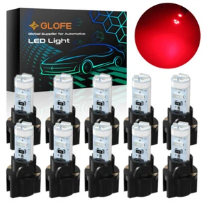 10X T5 Instrument Panel Dash 5 SMD LED Light Bulbs W/ PC74 T5 Sockets Red Kit - Picture 1 of 10