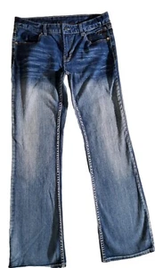 Harley Davidson Bootcut Med Wash Embroidered Embellished Wing Pocket Jeans Sz 8 - Picture 1 of 6