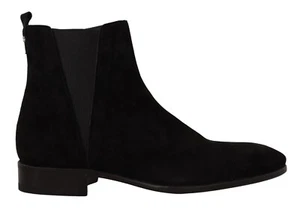 DOLCE & GABBANA Shoes Boots Black Suede Leather Chelsea Mens EU41/ US8 $1400 - Picture 1 of 11