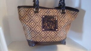 Anne Klein Brown And Tan Woven Tote