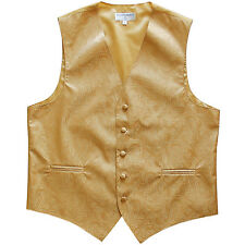 New Polyester Men's Tuxedo Vest Waistcoat only Paisley Pattern Gold Prom formal