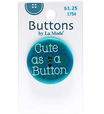 La Mode Cute as a Button 1 3/8" Resin Button #1754 Blue Green NEW FREE SHIPPING - Image 1 of 2