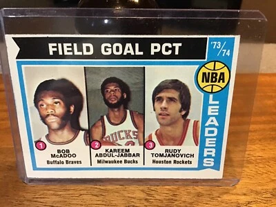 1974/75 Topps #146 NBA Field Goal Pct Leaders Kareem Abdul - Jabbar McAdoo EX CASI NUEVO Foto 1 de 3