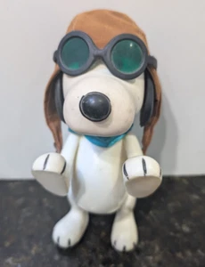 Vintage 1966 Peanuts Snoopy Hund Flieger Pilot Spielzeug. Gelenk mit Schutzbrille, Schal - Bild 1 von 10