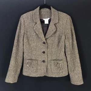 women's blazer size 12 brown Embroidered Accents - Picture 1 of 6